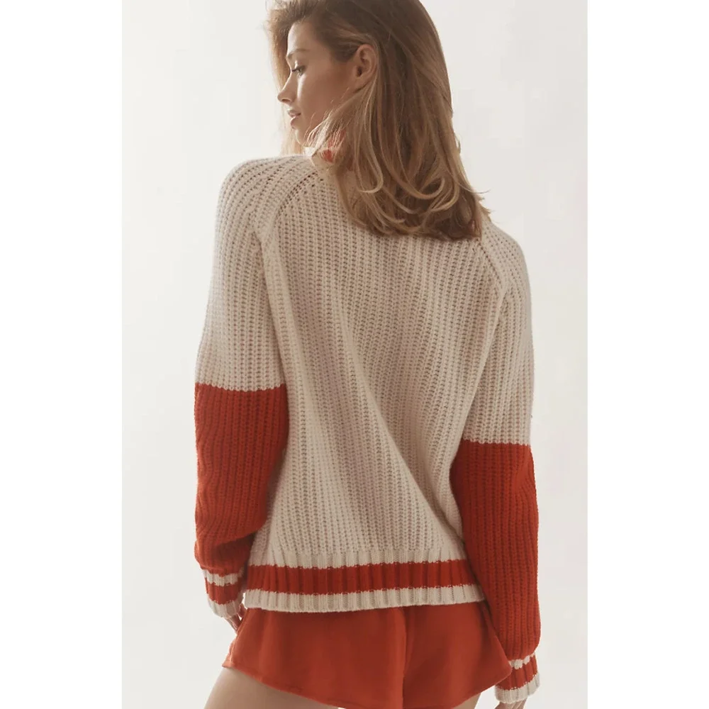 NWT Anthropologie Stateside Après Ski Red White Crew-Neck Sweater - Medium - Picture 3 of 6
